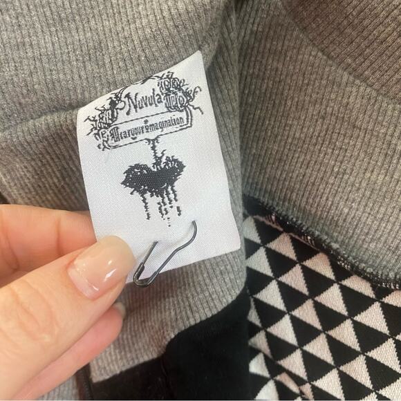 Nuvula Geometric Colorblock Long Sleeve Mock Neck Retro Mod Midi Dress Sz M - Picture 13 of 13